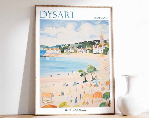 Dysart Poster Dysart Travel Print Scotland Travel Poster Scottish Decor Tropical Decor Sea Print Dysart Gift Dysart Travel Poster