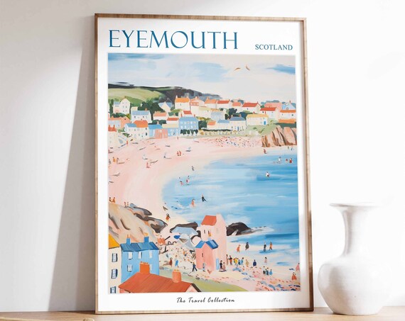 Eyemouth Poster Eyemouth Travel Print Scotland Travel Poster Scottish Decor Tropical Decor Sea Print Eyemouth Gift