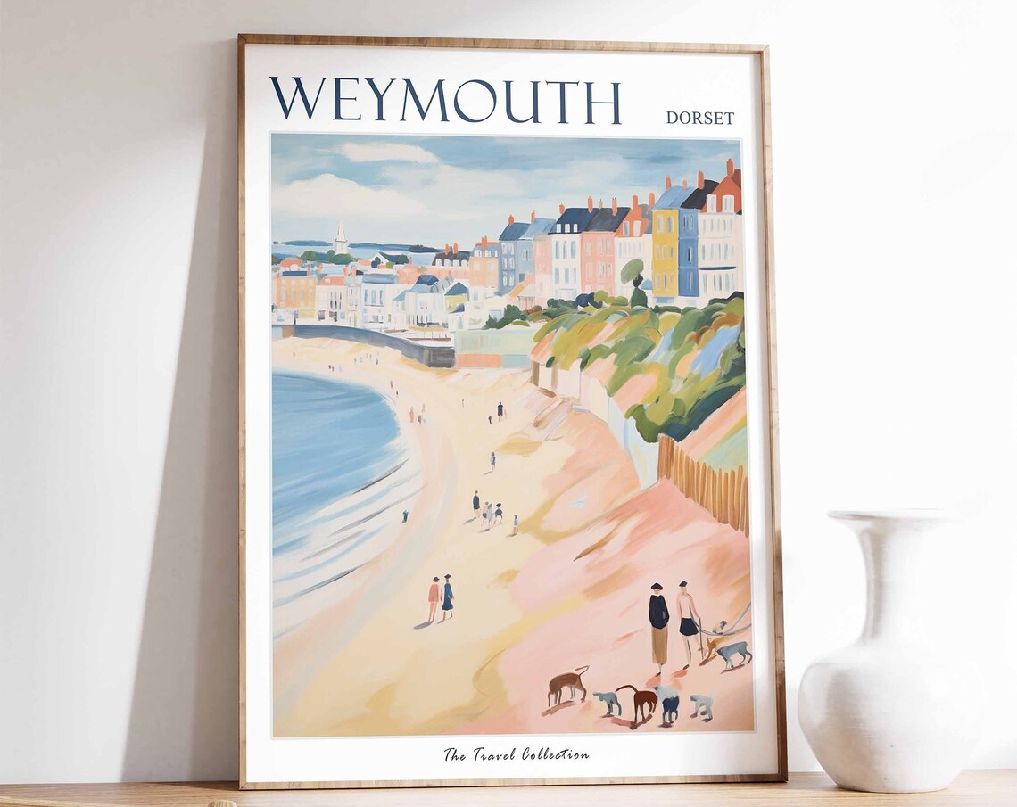 Weymouth Dorset Beach Georgian Houses Dogs Seaside Travel Poster