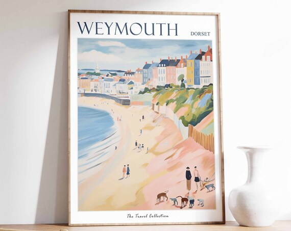 Weymouth Poster Weymouth Travel Print Dorset Travel Poster British Decor Tropical Decor Weymouth Gift Weymouth Travel Poster