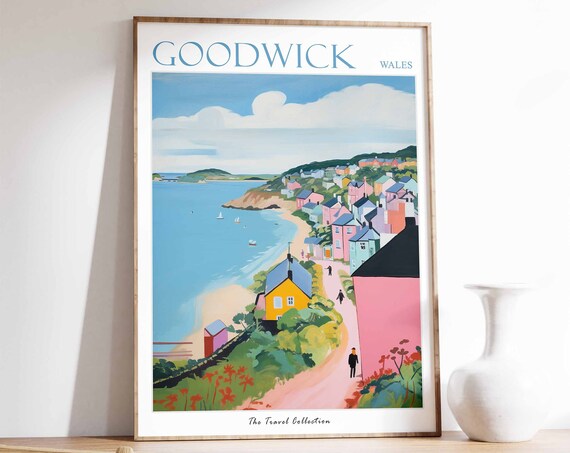 Goodwick Poster Goodwick Travel Print Wales Travel Poster Welsh Decor Tropical Decor Sea Print Goodwick Gift Goodwick Travel Poster