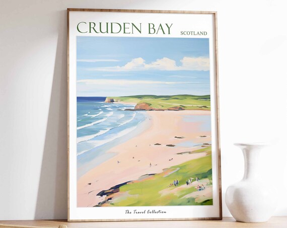 Cruden Bay Poster Cruden Bay Travel Print Scotland Travel Poster Scottish Decor Tropical Decor Sea Print Cruden Bay Gift