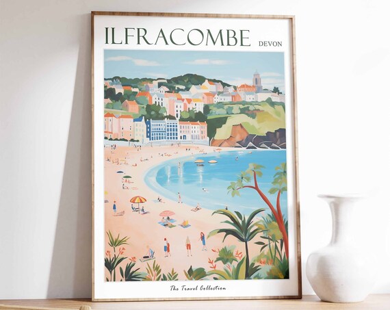 Ilfracombe Poster Ilfracombe Travel Print Devon Travel Poster British Decor Tropical Decor Ilfracombe Gift Ilfracombe Travel Poster