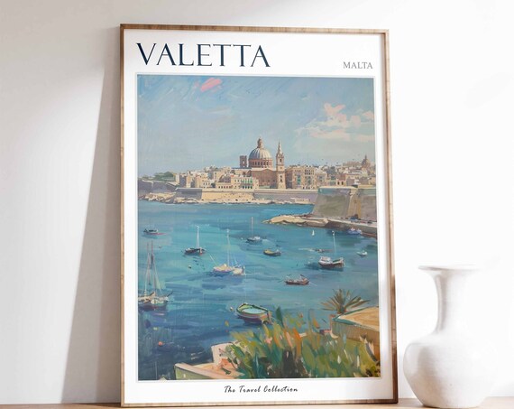 Valletta Poster Valletta Travel Print Tropical Decor City Wall Art Maltese Decor Malta Travel Print Valletta Gift