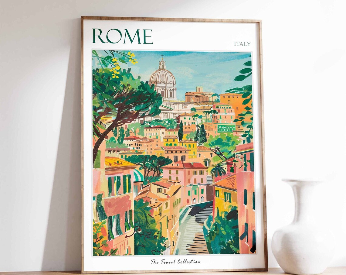 Rome Travel Poster, Italian Decor Art Print