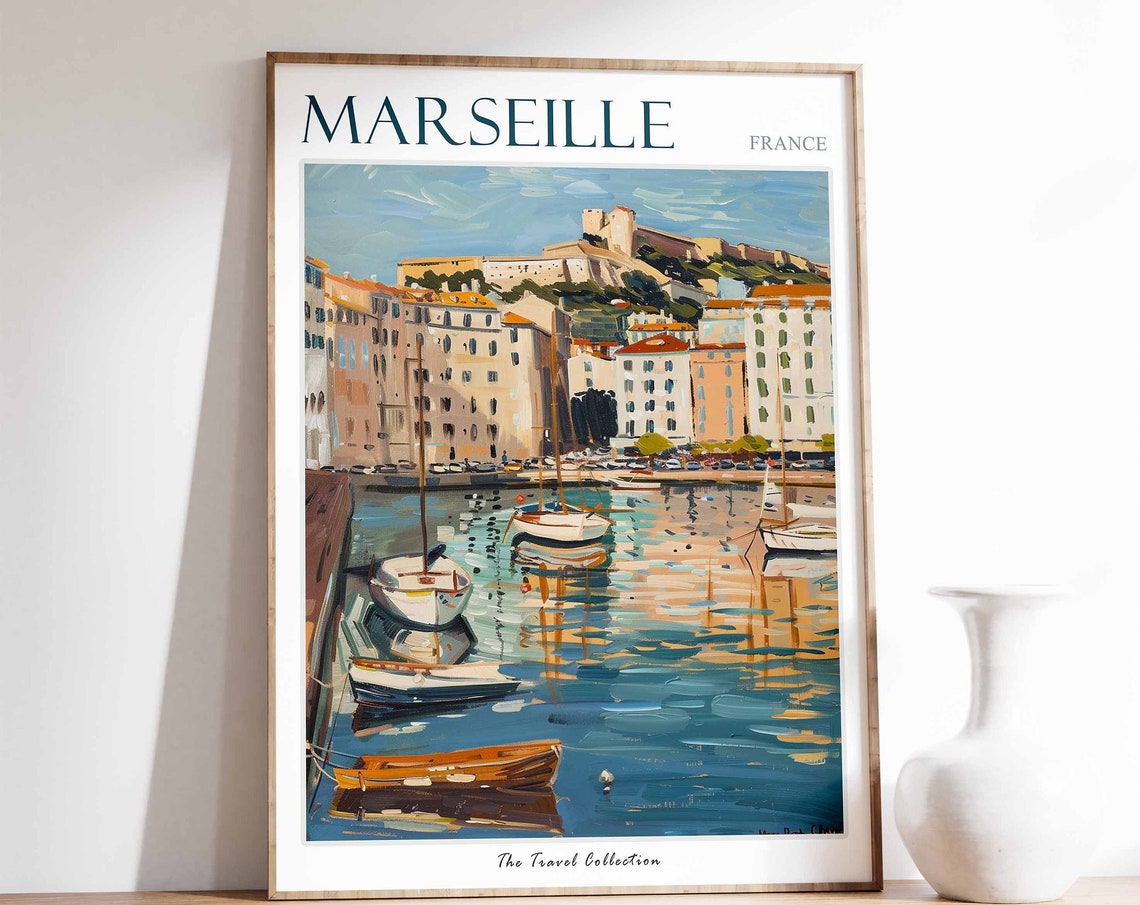 Marseille Poster Marseille Travel Print Tropical Decor City Wall Art French Decor France Travel Print Marseille Gift