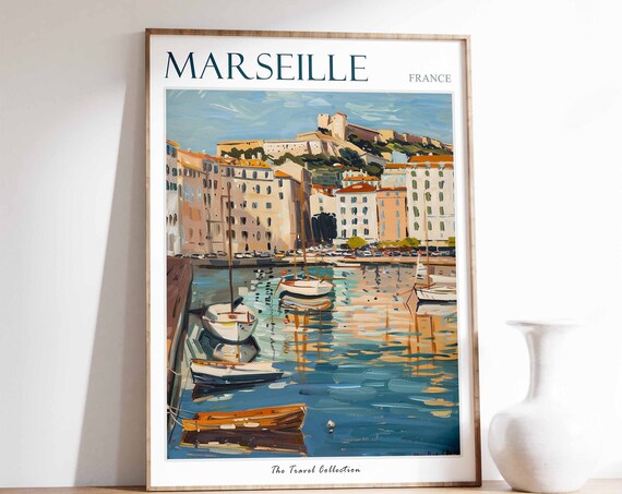 Marseille Poster Marseille Travel Print Tropical Decor City Wall Art French Decor France Travel Print Marseille Gift