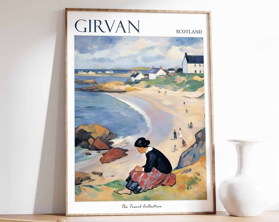 Girvan Poster Girvan Travel Print Scotland Travel Poster Scottish Decor Tropical Decor Sea Print Girvan Gift Girvan Travel Poster