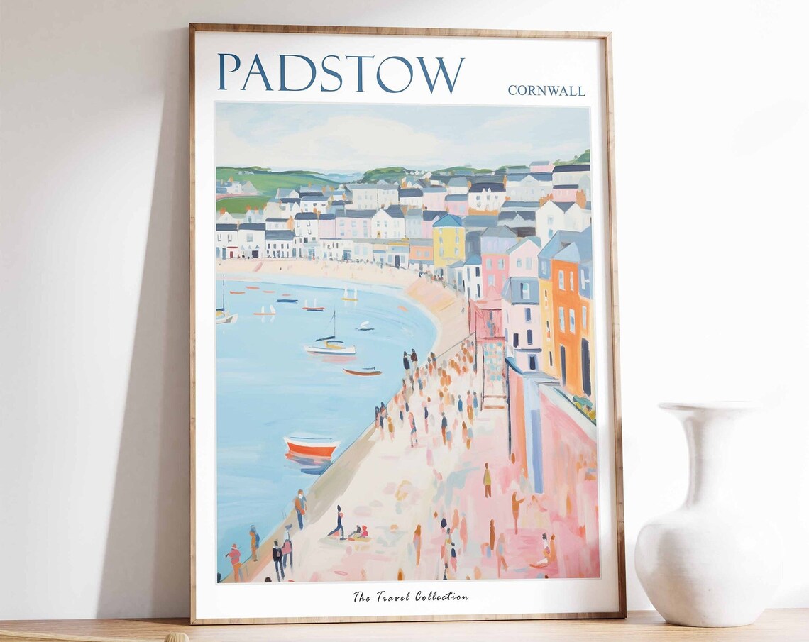 Padstow Cornwall Pastel Harbor Seaside Travel Art Rich Poster