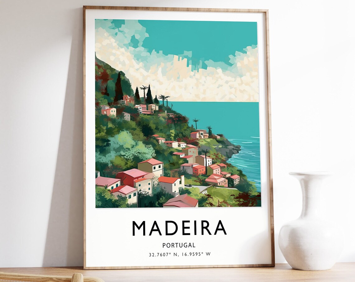 Madeira Travel Poster, Portugal Place Print