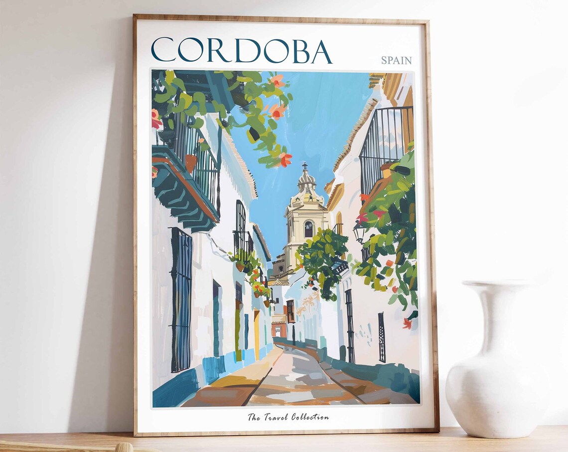 Crdoba Spain Travel Poster Floral Botanical Art Print