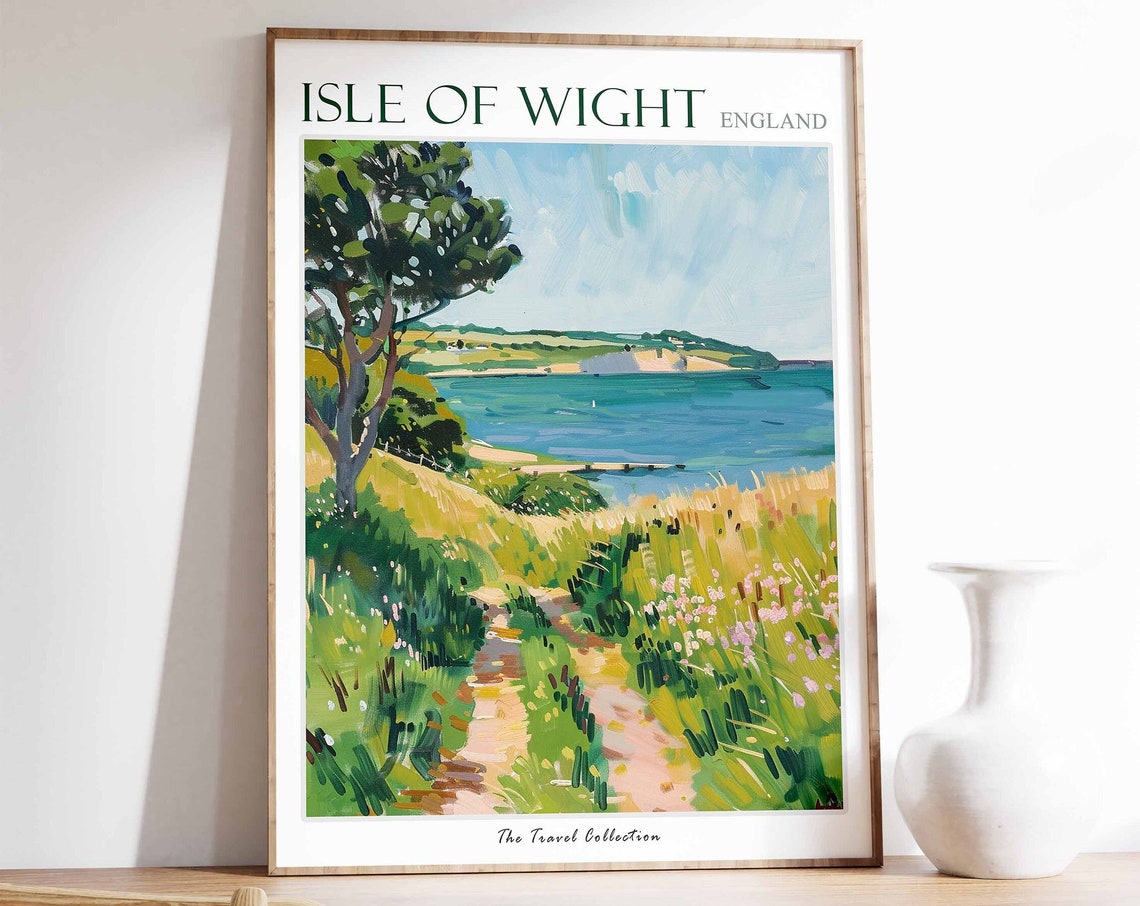 Isle Of Wight Travel Poster Isle Of Wight Travel Print Uk Travel Poster English Travel Print Isle Of Wight Gift Coastal Wall Art