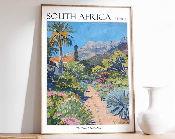 South Africa Poster South Africa Travel Print African Decor Tropical Decor Botanical Art African Gift South African Gift