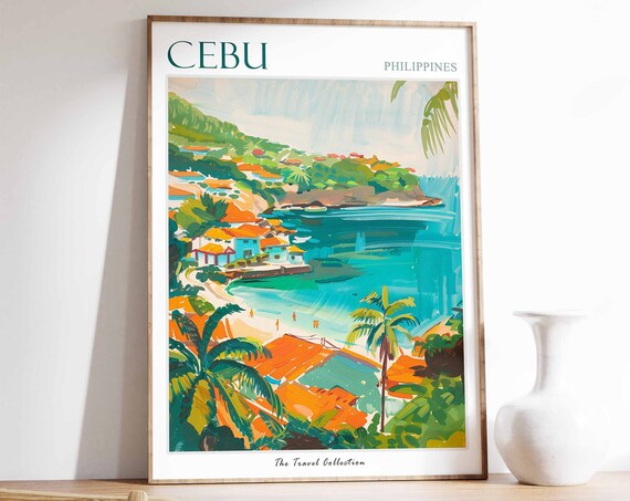 Cebu Travel Poster Cebu Travel Print Philippines Poster Tropical Wall Art Botanical Art Filipino Travel Poster Asian Art Cebu Gift