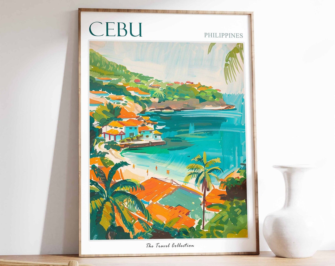 Cebu Travel Poster Cebu Travel Print Philippines Poster Tropical Wall Art Botanical Art Filipino Travel Poster Asian Art Cebu Gift
