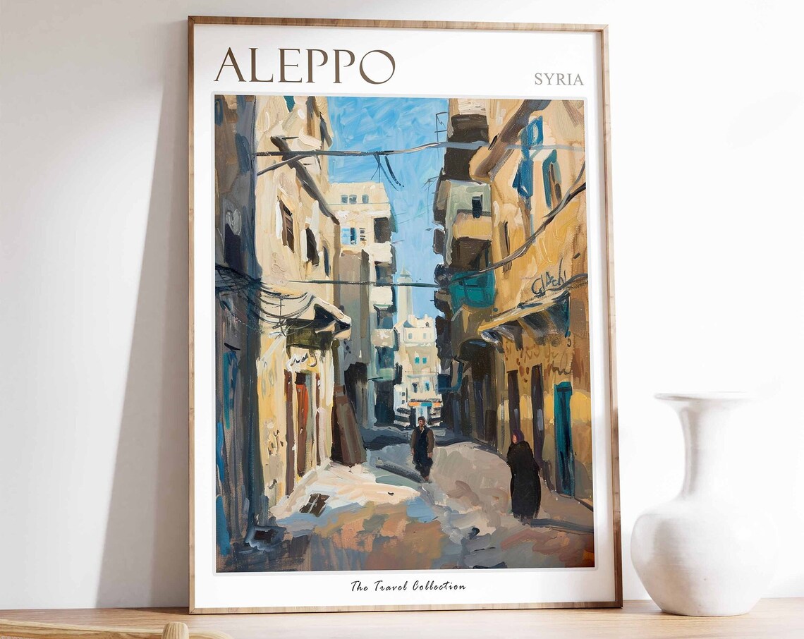 Aleppo Syria Historic Old Street Illustrated Travel Poster Art