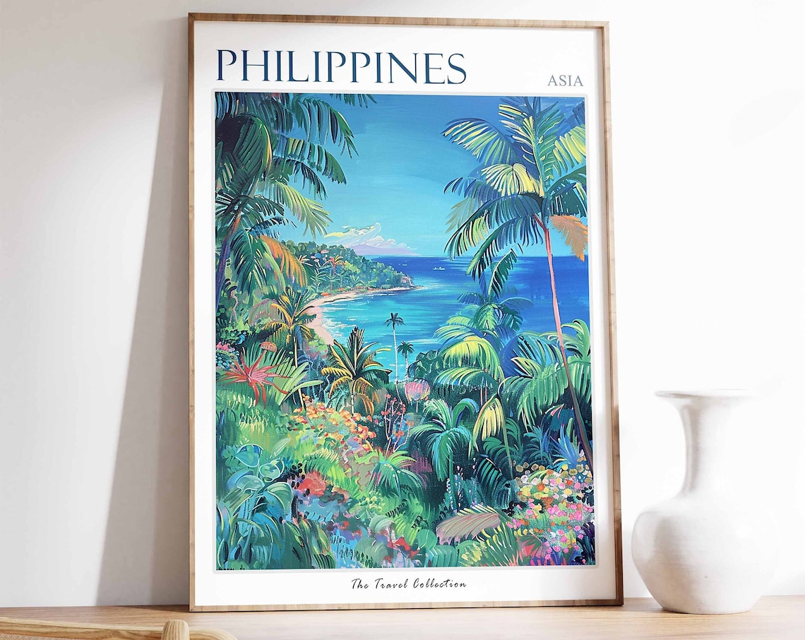 Philippines Travel Poster, Tropical Botanical Art