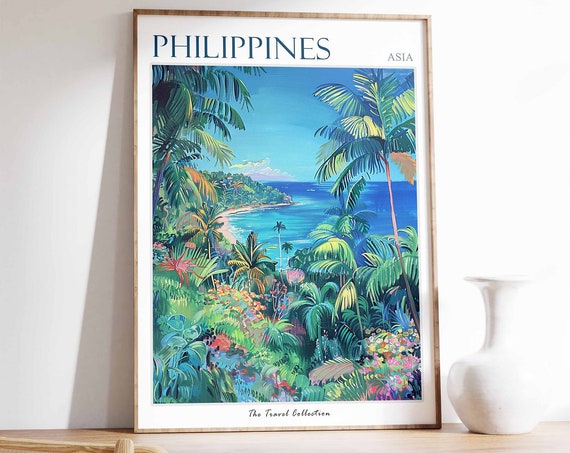 Philippines Travel Poster, Tropical Botanical Art