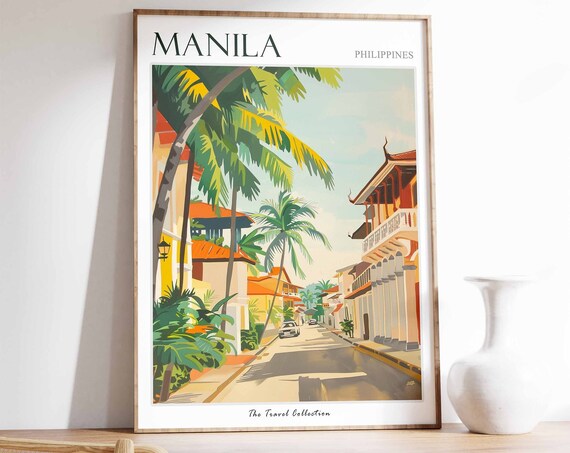 Manila Poster Manila Travel Print Tropical Decor City Wall Art Filipino Decor Philippines Travel Print Manila Gift