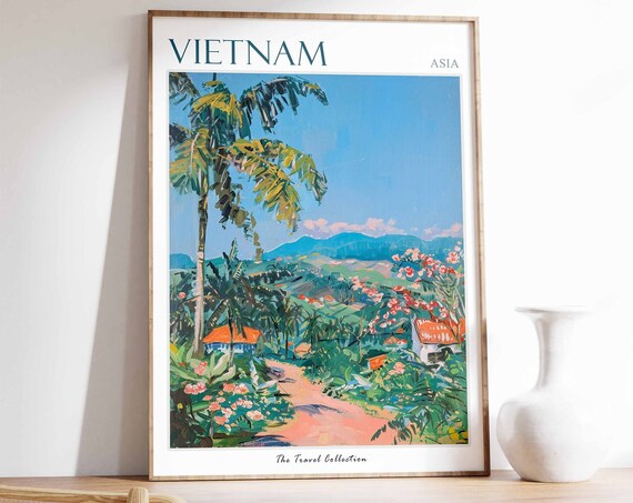 Vietnam Poster Vietnam Travel Print Vietnamese Decor Tropical Wall Art Botanical Print Asian Art Asian Gift Vietnamese Travel Print