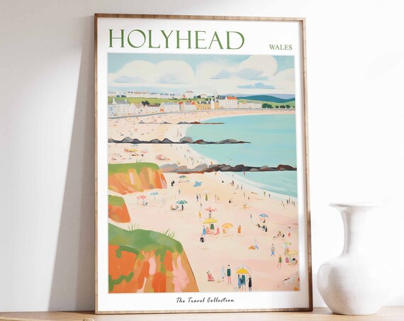 Holyhead Poster Holyhead Travel Print Wales Travel Poster Welsh Decor Tropical Decor Sea Print Holyhead Gift Holyhead Travel Poster