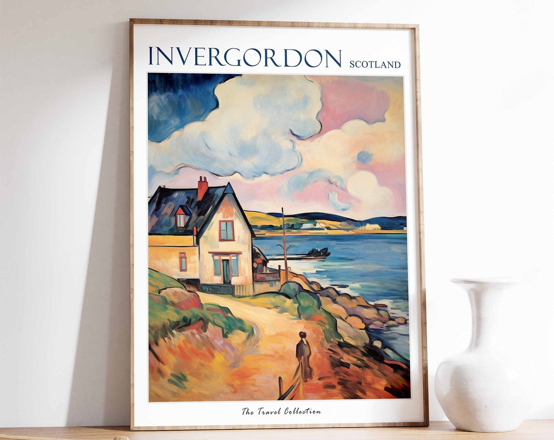 Invergordon Poster Invergordon Travel Print Scotland Travel Poster Scottish Decor Tropical Decor Sea Print Invergordon Travel Poster