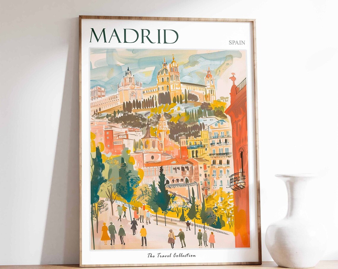 Madrid Travel Poster, Tropical Spanish Decor Art