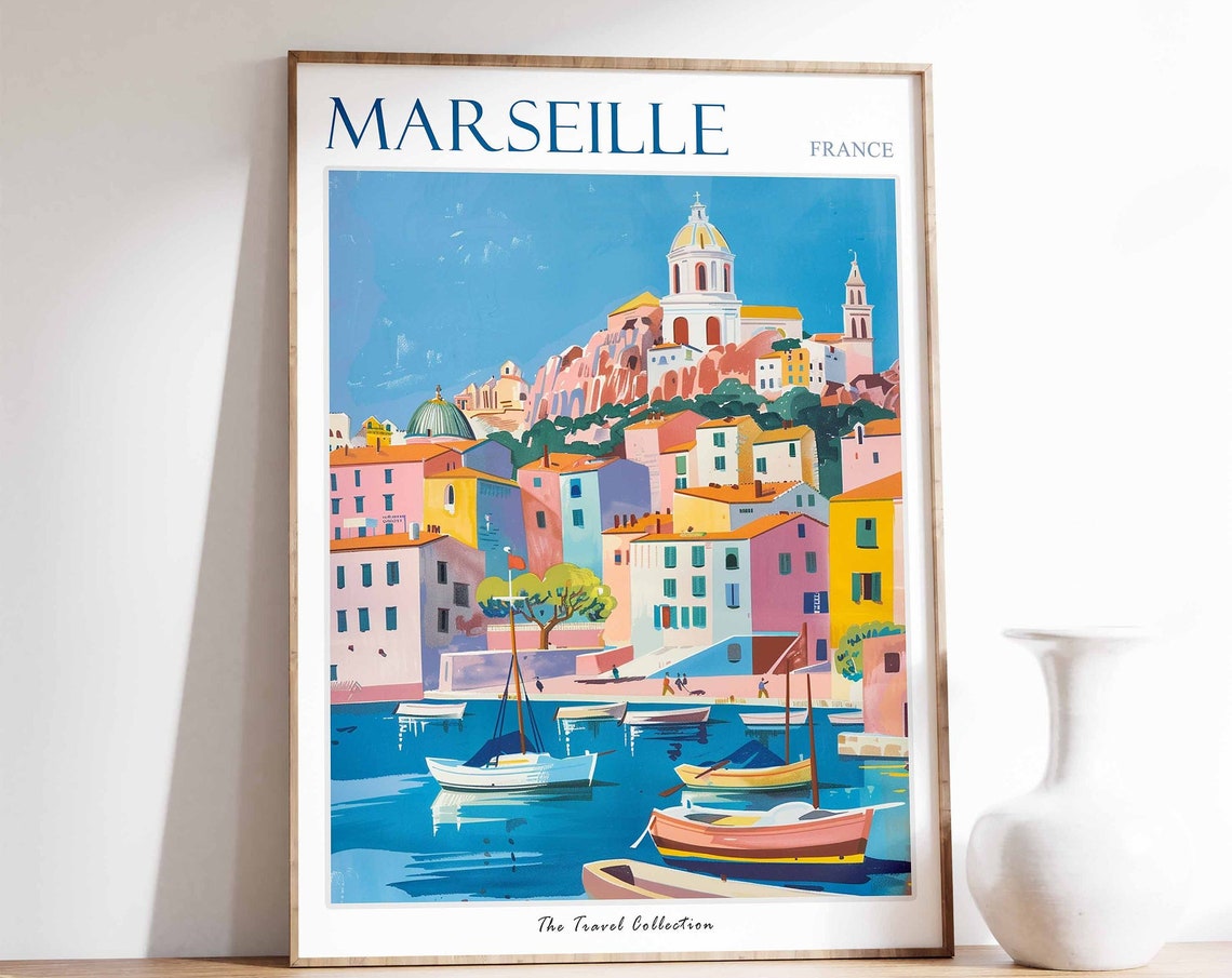 Marseille Poster Marseille Travel Print Tropical Decor City Wall Art French Decor France Travel Print Marseille Gift