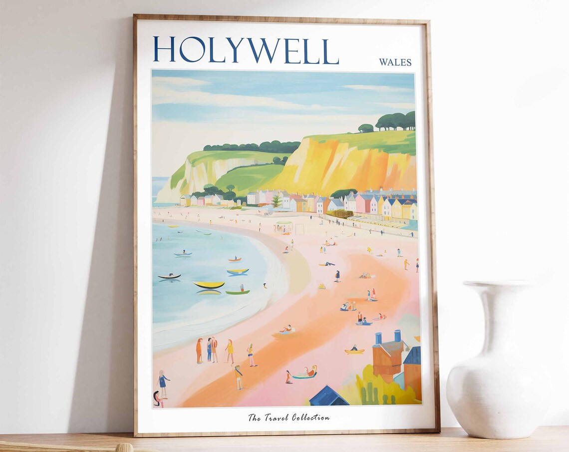 Holywell Travel Poster, Welsh Tropical Sea Print