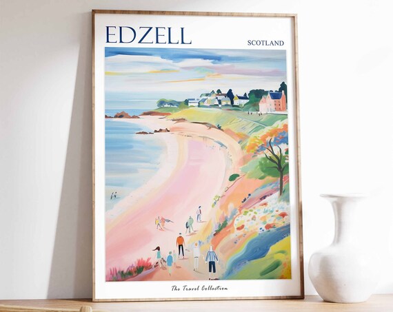 Edzell Poster Edzell Travel Print Scotland Travel Poster Scottish Decor Tropical Decor Sea Print Edzell Gift Edzell Travel Poster