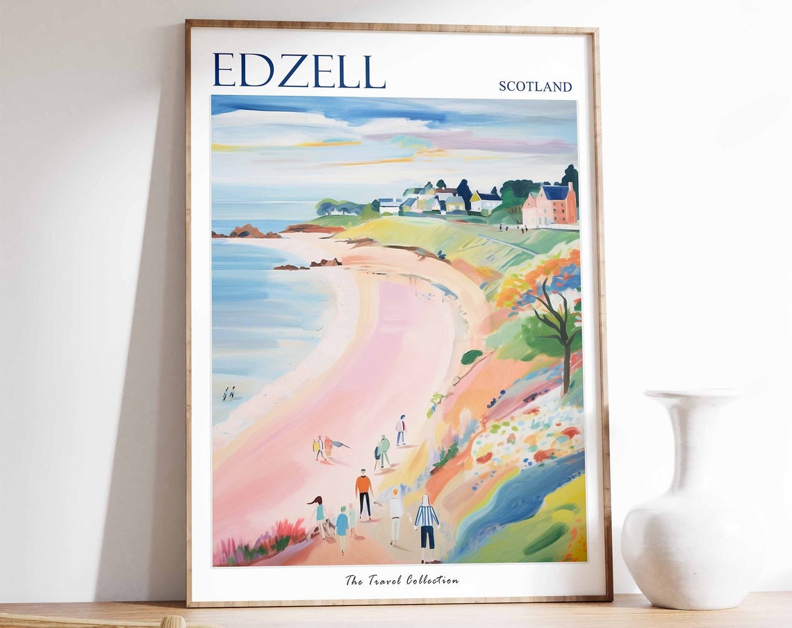 Edzell Scotland Rocky Cove With Cliff Top Views Travel Poster