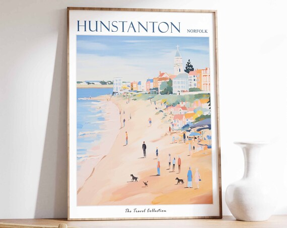 Hunstanton Poster Hunstanton Travel Print Norfolk Travel Poster British Decor Tropical Decor Hunstanton Gift Hunstanton Travel Poster