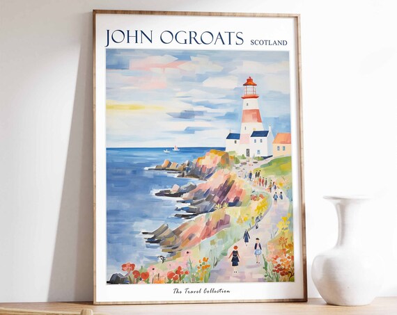 John Ogroats Poster John Ogroats Travel Print Scotland Travel Poster Scottish Decor Tropical Decor Sea Print John Ogroats Gift