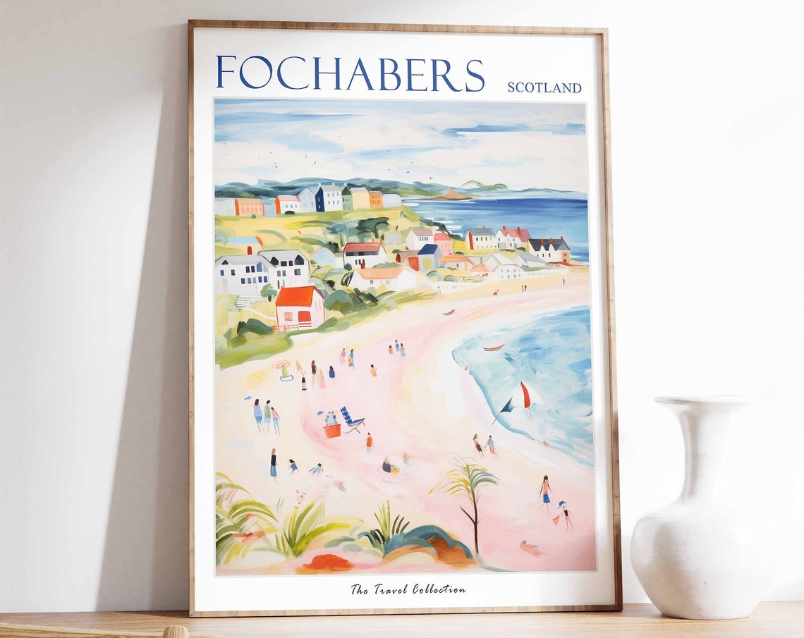 Fochabers Poster Fochabers Travel Print Scotland Travel Poster Scottish Decor Tropical Decor Sea Print Fochabers Gift