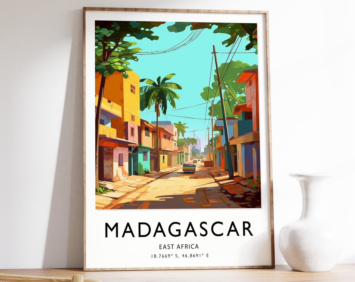 Madagascar Travel Print Africa Travel Poster East African Travel Print Travel Art Travel Poster Colourful Travel Print Travel Art