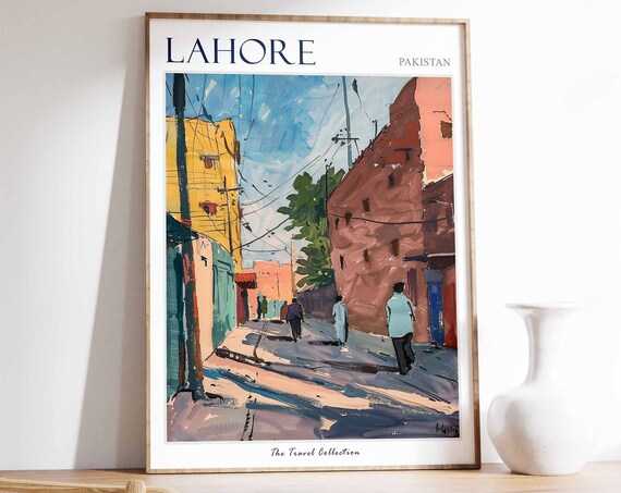 Lahore Poster Lahore Travel Print Tropical Decor Botanical Wall Art Pakistani Decor Pakistan Travel Print Lahore Gift