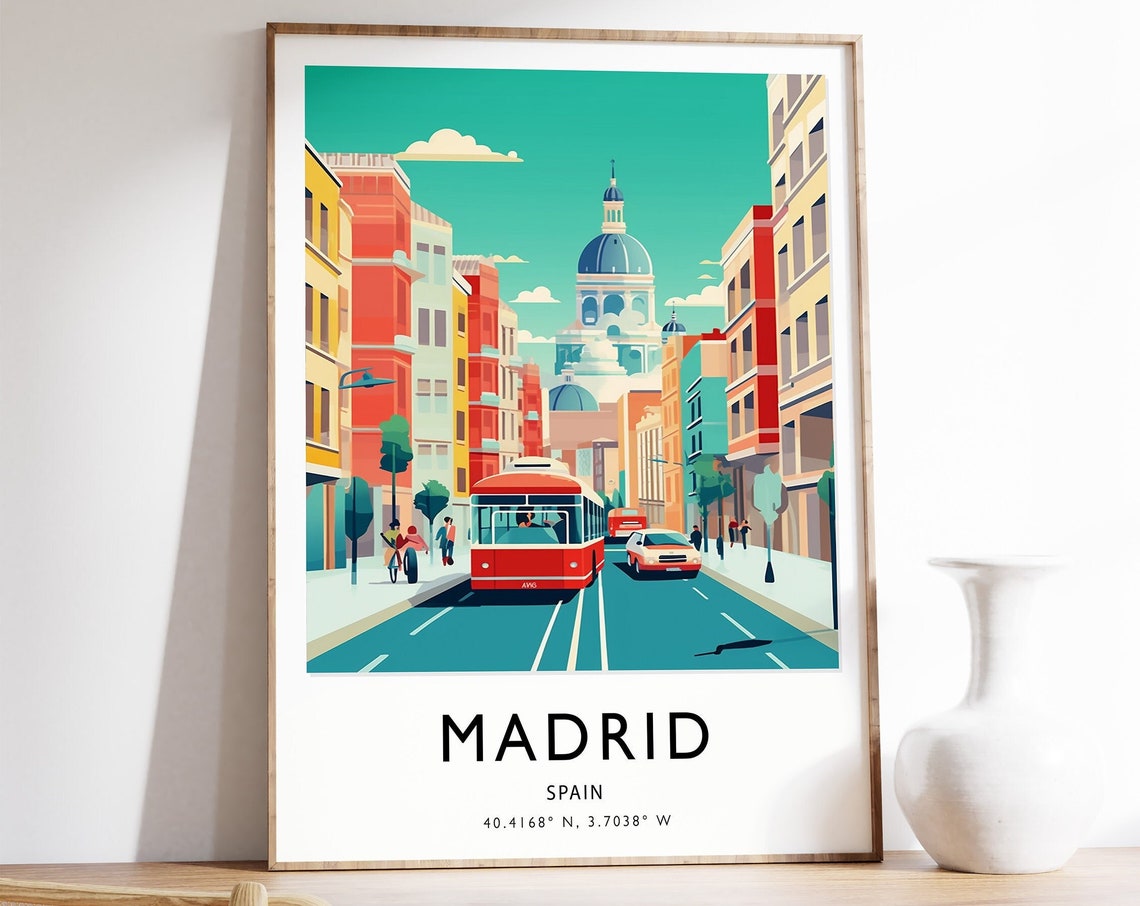 Madrid Travel Print Spain Travel Poster Spanish Travel Print Travel Art Travel Poster Colourful Travel Print Travel Art