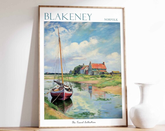 Blakeney Norfolk Sailboat Creek Cottages Coast Travel Poster