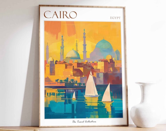 Cairo Poster Cairo Travel Print Egypt Travel Poster Egyptian Decor Cairo Art Cairo Gift Egypt Gift Islamic Travel Poster