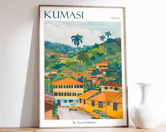 Kumasi Poster Kumasi Travel Print Tropical Decor City Wall Art Ghanaian Decor Ghana Travel Print Kumasi Gift Kumasi Travel Poster