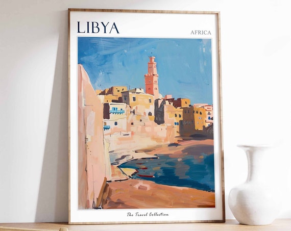 Libya Travel Poster Libya Travel Print Libyan Decor Islamic Travel Poster Libyan Art Libyan Gift Libya Travel Art