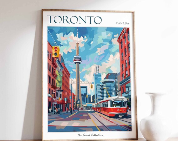 Toronto Poster Toronto Travel Print Tropical Decor City Wall Art Canadian Decor Canada Travel Print Toronto Gift