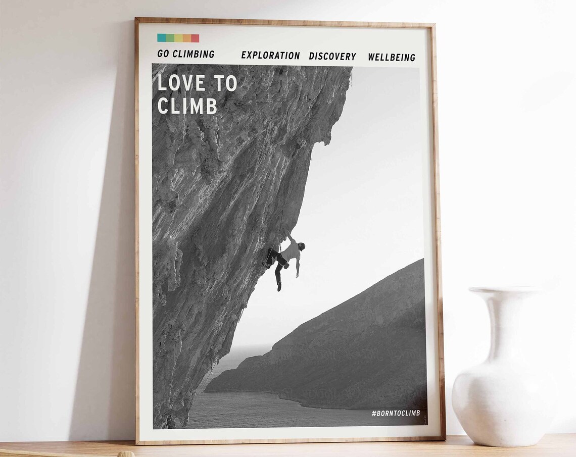 Climbing Adventure Poster, Outdoor Wall Art Print