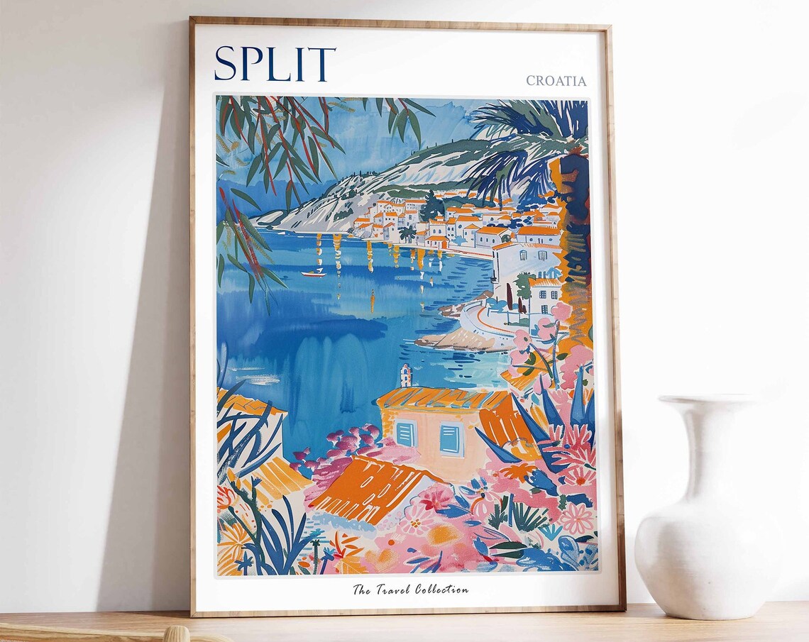 Split Poster Split Travel Print Tropical Decor Sea Wall Art Split Decor Croatia Travel Print Split Gift Split Travel Poster