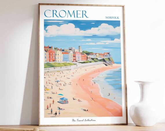Cromer Poster Cromer Travel Print Norfolk Travel Poster British Decor Tropical Decor Sea Print Cromer Gift Cromer Travel Poster