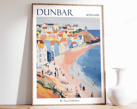 Dunbar Poster Dunbar Travel Print Scotland Travel Poster Scottish Decor Tropical Decor Sea Print Dunbar Gift Dunbar Travel Poster