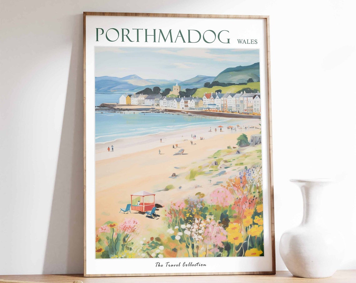 Porthmadog Poster Porthmadog Travel Print Wales Travel Poster Welsh Decor Tropical Decor Porthmadog Gift Porthmadog Travel Poster