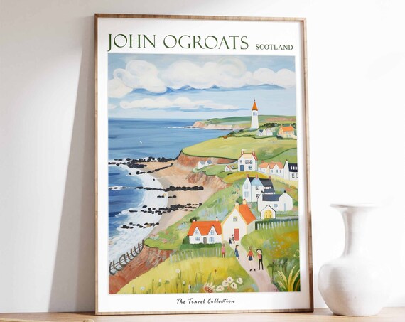 John Ogroats Poster John Ogroats Travel Print Scotland Travel Poster Scottish Decor Tropical Decor Sea Print John Ogroats Gift