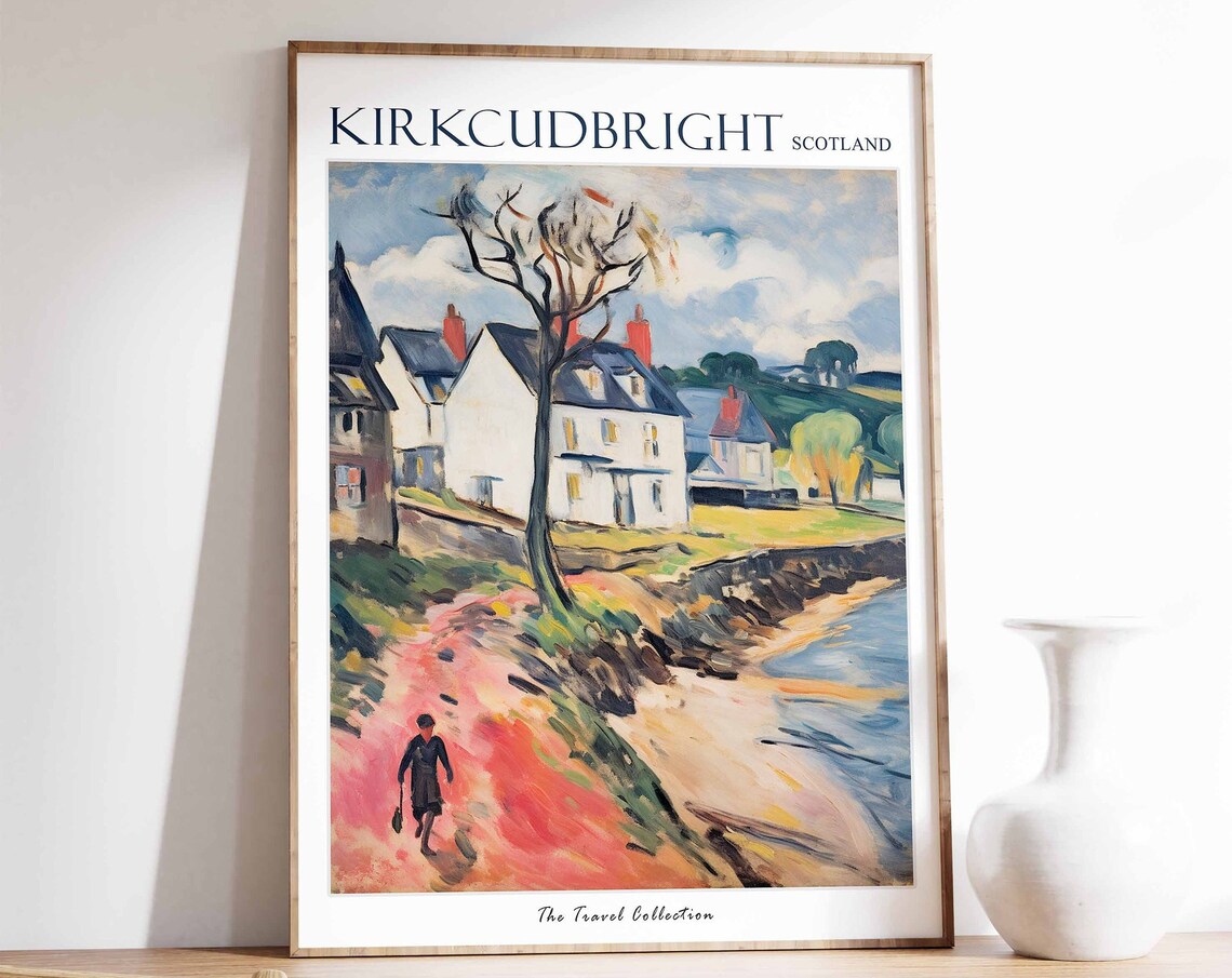Kirkcudbright Scotland Coastal Cottages Seaside Walk Art Poster