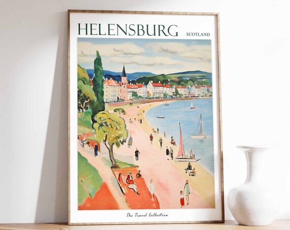Helensburgh Poster Helensburgh Travel Print Scotland Travel Poster Scottish Decor Tropical Decor Sea Print Helensburgh Travel Poster